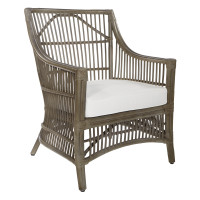 OSP Home Furnishings MAU-GRY Maui Chair with Cream Cushion and Grey Washed Rattan Frame